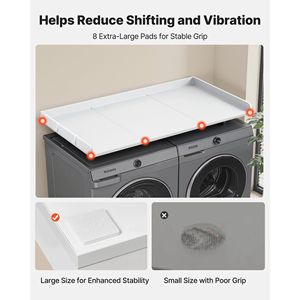 Piano d'appoggio in legno impermeabile 54 x 27,5 pollici per lavatrice/asciugatrice con 2 ganci e bordo superiore per montaggio a parete - Product Image 5