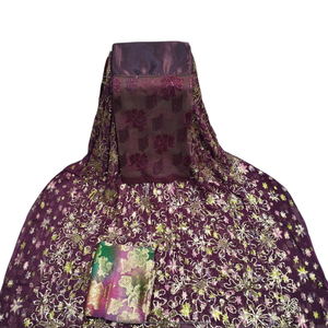 Tela Lavender Luxury Fransawi Dirac 100% Poliéster con Diseño Floral Bordado, Elegante para Bodas y Fiestas Africanas - Product Image 4