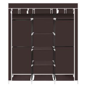 Organizzatore Portatile a Doppia Asta per Armadio, 175 cm, in Tessuto Non Tessuto Marrone Scuro - Product Image 3