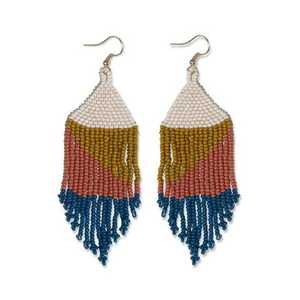 Pendientes Rectangulares Hechos a Mano con Cuentas de Semillas, Bordados en Algodón, Ligeros, Estilo Boho Clásico, Joyería Artesanal de la India, RR ENTERPRISES - Product Image 5