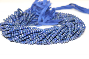 Perles Rondelle à facettes en Lapis naturel 4-4.5mm brin de 13 pouces pour la fabrication de bijoux - Product Image 3