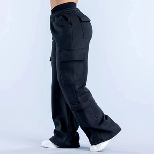 Women's Casual High Waist Joggers Loose Fit Straight Leg Draped <b>Trousers</b> with Elastic Waist <b>Drawstring</b> Solid Pattern Pants - Product Image 3