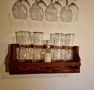 Soporte de Madera para Botellas de Vino y Vasos con Ganchos Colgantes, Organizador Decorativo para Cocina, Hogar y Bar - Product Image 2