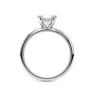 Anillo de compromiso solitario de oro macizo de 14K con diamante de laboratorio talla Asscher, chapado en rodio, corte escalonado cuadrado, para aniversario o boda - Product Image 6
