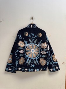 Unisex <b>Women</b> <b>Velvet</b> <b>Jacket</b> Boho Suzani <b>Jacket</b> Floral Embroidery <b>Jacket</b> Inside Cotton Lining Winter <b>Jacket</b> - Product Image 4