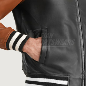 Nouvelle Arrivée Blousons d'Hiver en Cuir Véritable Écologiques Respirants Tendance Sportifs avec Logo Frontal pour Hommes - Product Image 5