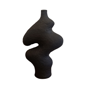 Vase de sol rustique en papier mâché, finition pierre asymétrique, pot sculptural, urne Wabi Sabi primitif, décoration intérieure - Product Image 5
