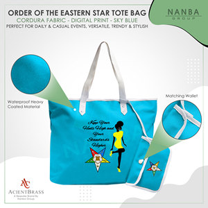 Sac fourre-tout OES avec emblème étoile bleu ciel de l'Ordre de l'Étoile d'Orient (OES) (Gardez vos talons hauts et vos standards plus élevés) - Product Image 3