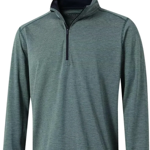 Sudadera de golf personalizada para hombre con cremallera de un cuarto, cuello simulado y rayas de alto rendimiento - Product Image 1