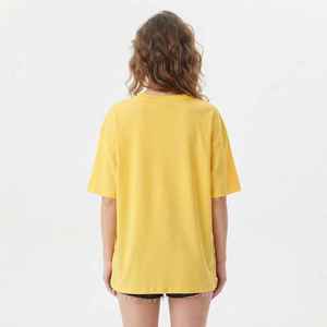 T-shirt à manches courtes jaune col en V pour femme Hawk Eye, coupe ample, en coton, jersey décontracté, logo imprimé, printemps été - Product Image 2