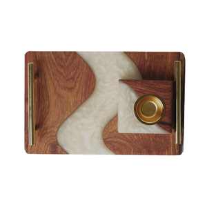 Brûleur à Bakhoor en bois et résine, finition polie de luxe, fait main, avec poignées métalliques, plateau et coffret – Mabkhara pour Ramadan, Aïd, et occasions festives – Mubkhar - Product Image 3