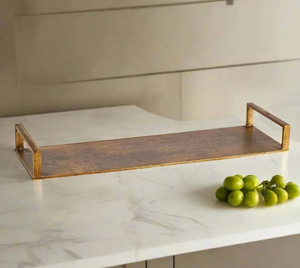 Bandeja Rectangular de Latón Hecha a Mano de Lujo, Plato de Servir Dorado con Textura Ondulada, Centro de Mesa Decorativo para Hogar, Cocina y Vanidad - Product Image 6