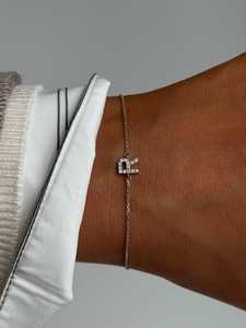 Diamond Custom Initial Letter Pendant Cable Chain <b>Bracelets</b> Dainty Small Minimalist Everyday 925 Sterling Silver Manufacturer - Product Image 5