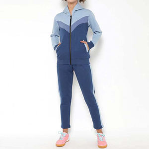 Women's Winter Hooded Casual Solid Two-Piece Fleece Cotton Tracksuit Set with Drawstring Closure Side Pockets Custom Logo - Product Image 1