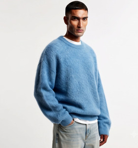 Suéter de punto de lana/cachemira para hombre, cuello redondo, holgado, manga larga, estilo urbano de invierno, antipilling frontal, transpirable - Product Image 5