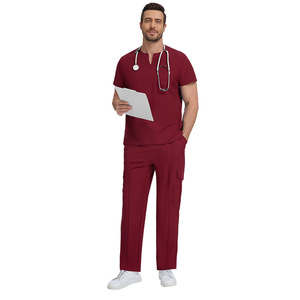 Tenues d'infirmière pour hommes, grande taille, en polyester tissé, couleur unie, lavables à la main, pour usage hospitalier, ensembles d'uniformes - Product Image 2