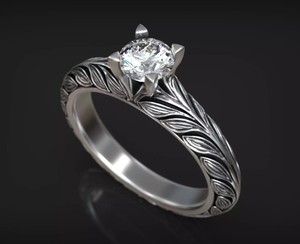 Anillo Solitario de Plata de Ley 925 de Lujo con Circonita Cúbica Redonda en el Centro y Banda Trenzada, Joyería de Compromiso para Mujer - Product Image 1