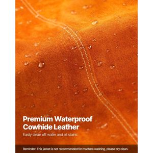 Veste de soudage en cuir de vachette robuste avec 4 poches, résistante aux flammes et à la chaleur, imperméable, vêtements de sécurité pour pompiers - Product Image 3