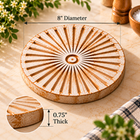 Sous-plats ronds modernes en bois pour plats chauds, support de casserole antidérapant, tapis résistant à la chaleur pour casseroles et poêles, 8 pouces, style shabby chic blanc