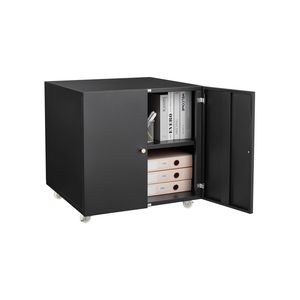 Armadio per Stampante a Doppia Porta in Metallo Nero con Ruote Bloccabili a 360 Gradi, Ripiani in Acciaio Regolabili, Armadietto Impermeabile per Documenti - Product Image 5