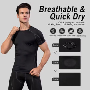 T-shirt de compression élastique à séchage rapide pour homme, idéal pour la course, le basketball et le fitness – Vente en gros - Product Image 6