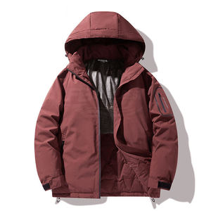 Veste en cuir imperméable et coupe-vent pour homme avec col montant, logo frontal, veste zippée haut de gamme en nylon/coton pour l'automne et l'hiver - Product Image 2