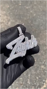 Colgante de Moissanita Personalizado con Certificado GRA, Nombre Personalizado, Plata 925, Totalmente VVS, Estilo Hip Hop - Product Image 4