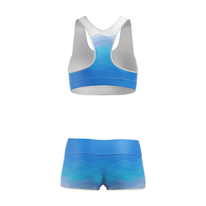 Conjunto de 2 Piezas para Yoga de Cintura Media, Top Corto con Cuello Redondo y Pantalones Cortos con Cinturón, Elástico en 4 Direcciones, Transpirable, de Secado Rápido, para Gimnasio - Product Image 3