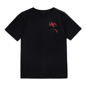 T-shirt décontracté pour homme, noir, manches courtes, col rond, 100% coton, coupe classique - Product Image 1