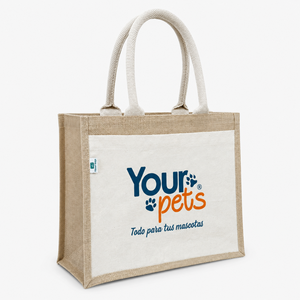 Bolsa de Compras de Yute Natural y Lona de 8oz con Bolsillo Exterior, Cierre de Velcro, Asa de Cinta de Algodón, 36x31.5x19 cm, Logotipo Personalizado - Product Image 4