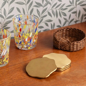 Radiant Sunray Brass <b>Coaster</b> Set Handcrafted Premium Round <b>Drink</b> <b>Coasters</b> Heat Resistant Table Protector Elegant Barware Gift - Product Image 5