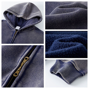 Sudadera con capucha morada extragrande con cremallera, unisex, informal, de color sólido, de algodón y forro polar, de alta calidad, para otoño. - Product Image 5