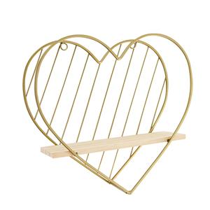 Étagère murale flottante en métal doré en forme de cœur, mignonne, romantique, moderne, pour chambre à coucher, chambre d'enfant, salon, cadeau unique, décoration - Product Image 1