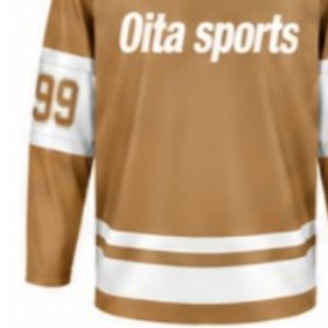 Men Brown <b>Ice</b> Hockey Jersey Long Sleeve Polyester Sportswear Team Uniform Match Wear Training Apparel - Product Image 6