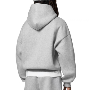 Customization New Premium Quality Heavyweight 100% Cotton Drop Shoulder Loose Fit Drawstring Hoodie Men - Product Image 3