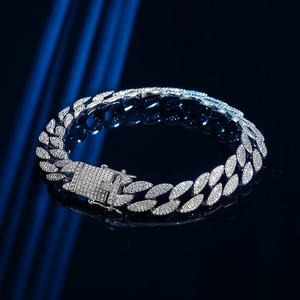 Bracelet haut de gamme exquis en argent sterling 925, style hip hop cubain, zircon 5A, pour homme, nouveau bracelet, bracelet à maillons sertis de zircon. - Product Image 6