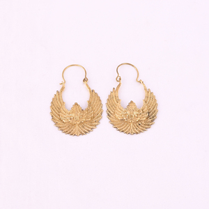 Boucles d'oreilles pendantes en laiton en forme d'aile d'aigle, plaquées or, tendance pour femmes, taille 50x35MM - Product Image 1
