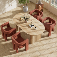 Elegance Table à manger extensible en MDF solide avec dossier en tissu rembourré Chaises de salle à manger pour les vacances 4 personnes