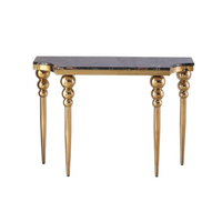 Console de salon de style antique, design élégant, noire et dorée, en métal de qualité supérieure, finition poudrée, pour la maison, l'hôtel ou le salon.