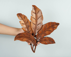 Decoración de Pared de Hoja de Plátano de Madera, Tallado Artesanal en Madera, Arte Decorativo para Sala de Estar, Dormitorio, Comedor, Oficina, Hotel, Resort - Product Image 1