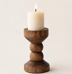 Wooden Candle Pillar Holder Luxury <b>Rustic</b> Decoration for <b>Table</b> Shelf and <b>Console</b> Display - Product Image 6