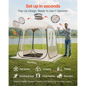 63x63 Inch Clear <b>Bubble</b> Pop-up Sports Tent for 2-4 Persons Waterproof Outdoor Pod Floor Mat <b>Top</b> Cover for Garden Igl - Product Image 2