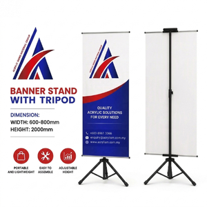 Support de bannière double face de qualité supérieure, trépied 600mm 800mm x 2000mm, pour événements et bureaux - Product Image 2