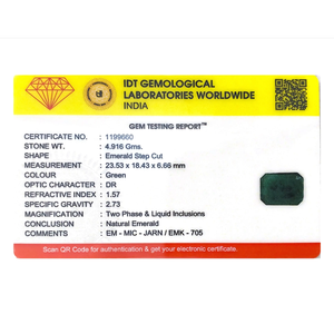 Loose Oval Synthetic Emerald Gemstone-24.58 Carat-Excellent Cut-Green-14mm-Certified Wholesale - Product Image 4
