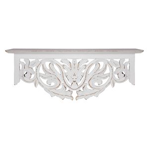 ชั้นวางของติดผนังไม้สีขาวแบบดิสเทรส ขนาด 50 x 15 x 20 ซม. แพ็ค 1 ชิ้น สไตล์ฝรั่งเศส ลายดอกไม้สวยงาม งานแฮนด์เมด - Product Image 1