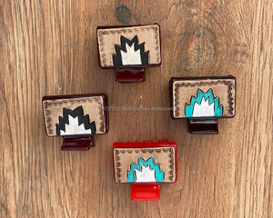 Pinzas para el pelo de cuero grabadas hechas a mano con estilo occidental para mujer - Product Image 5