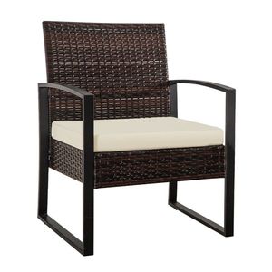 Set di Mobili da Esterno in Rattan PE Marrone a 3 Pezzi, Divano Sezionale con Cuscini Lavabili per Cortile e Giardino - Product Image 5