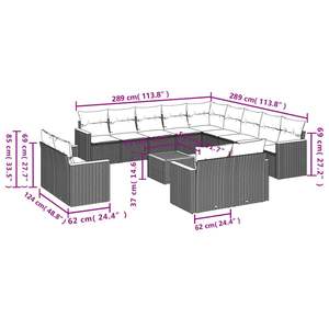 Conjunto de Sofás de Patio de Ratán Sintético Negro con Cojines, 14 Piezas, Muebles de Jardín para Exteriores, Estilo Contemporáneo, Asientos para 10 o Más Personas - Product Image 3