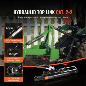 Cat. 2 Tiranti Idraulici Superiori per Macchine Agricole, 2 Tubi con Valvola di Non Ritorno G3/8, Opzioni Dimensione Cilindro 8 5/16" 19 11/16" 28" - Product Image 2