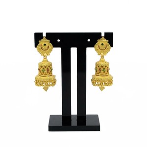 Wholesale 14K18K24K Micron Gold Plated Bridal Jhumka Earrings Set <b>Wedding</b> Fashion Earrings Traditional Floral Design Jhumka Set - Product Image 1